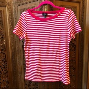 NWT Jones New York striped pink and white tee
